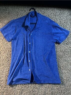Men's Casual Short-Sleeve Button-Down Shirt in Royal Blue
